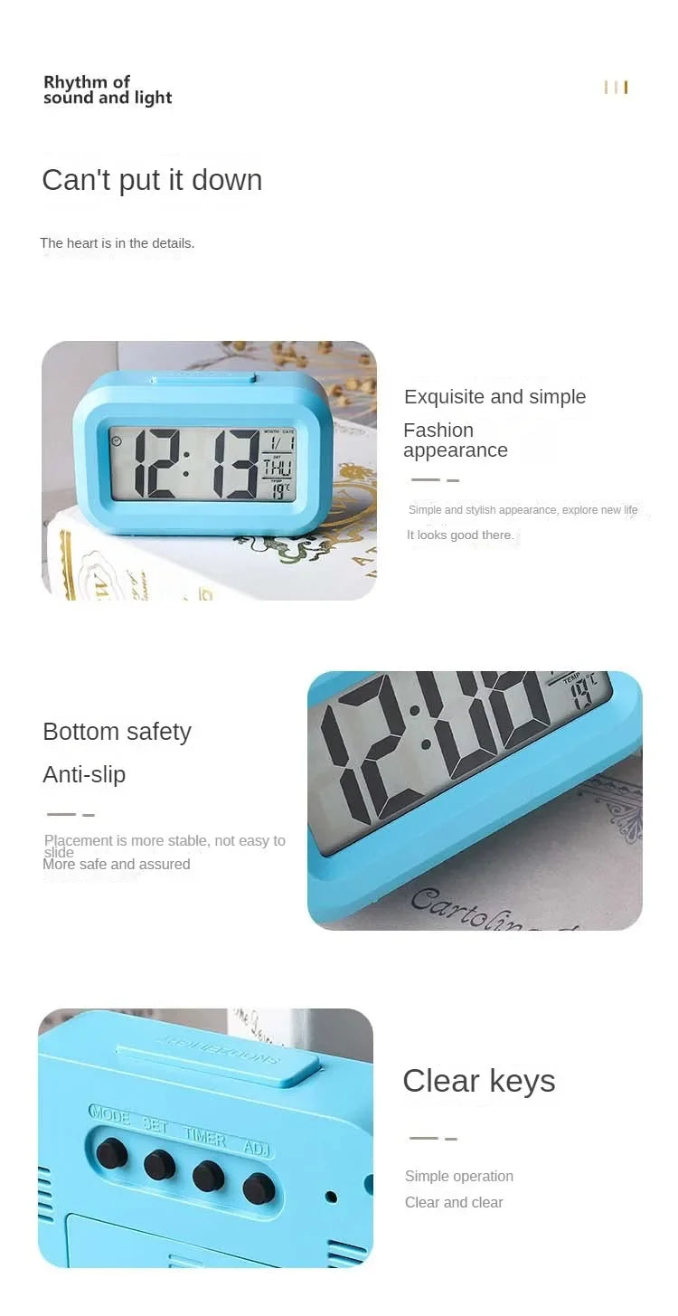 LED Digital Alarm Clock with Temperature & Date Display