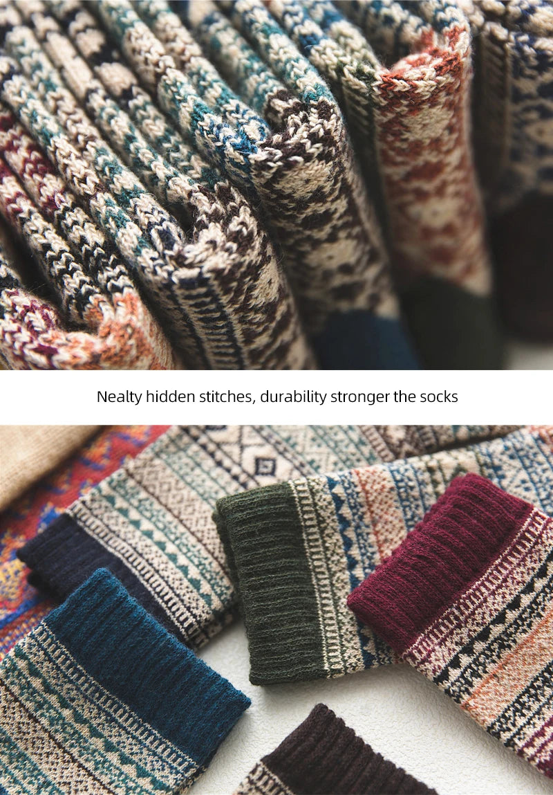 Men's Patterned Winter Crew Socks, 5 Pairs