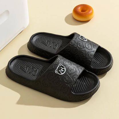 Little Bear Print Indoor Slides, Non-Slip Casual Slippers