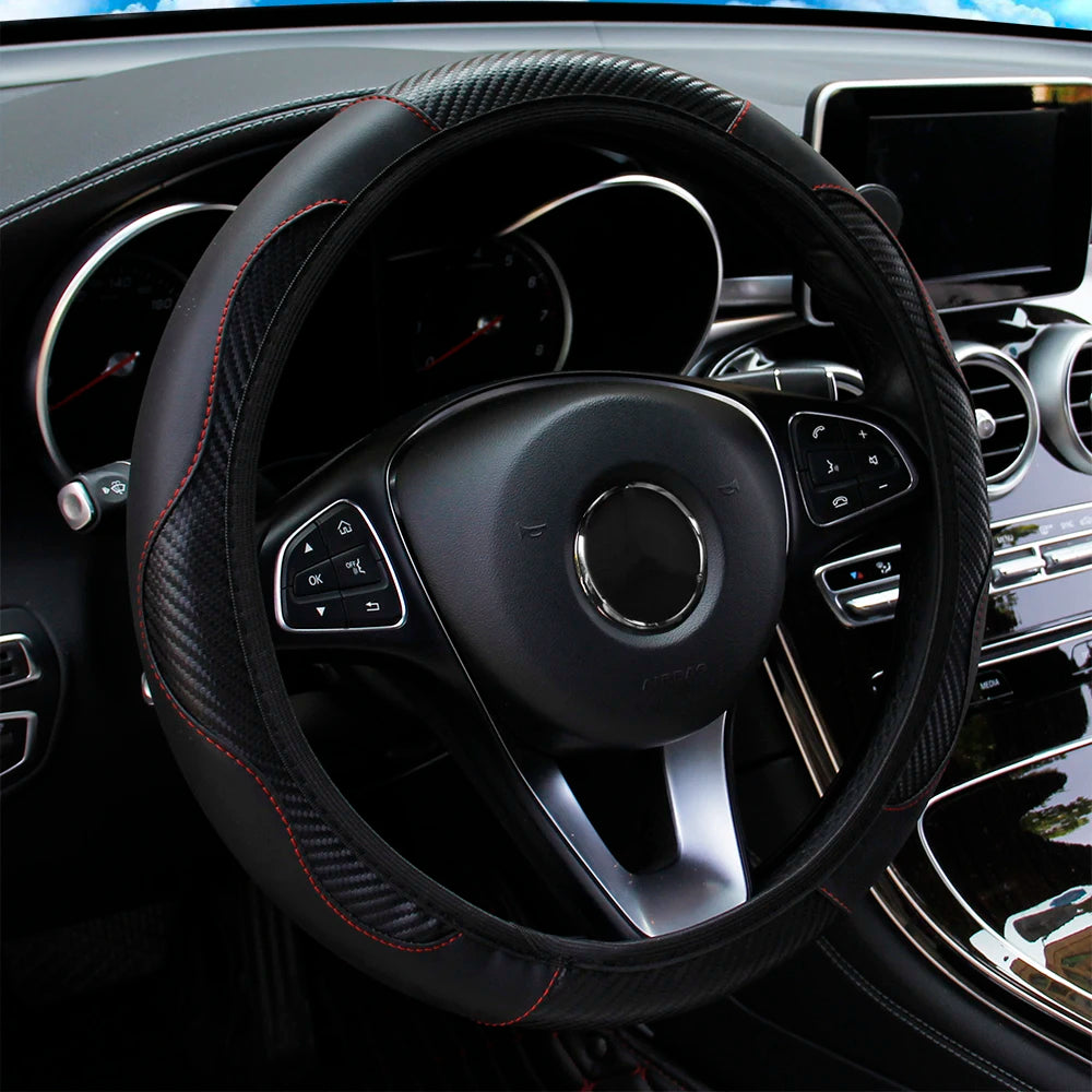 PU Steering Wheel Cover for 14.5–15 in Wheels