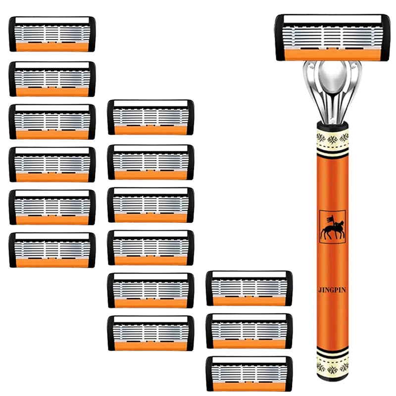 6-Layer Safety Razor Set with Stainless Steel Blades