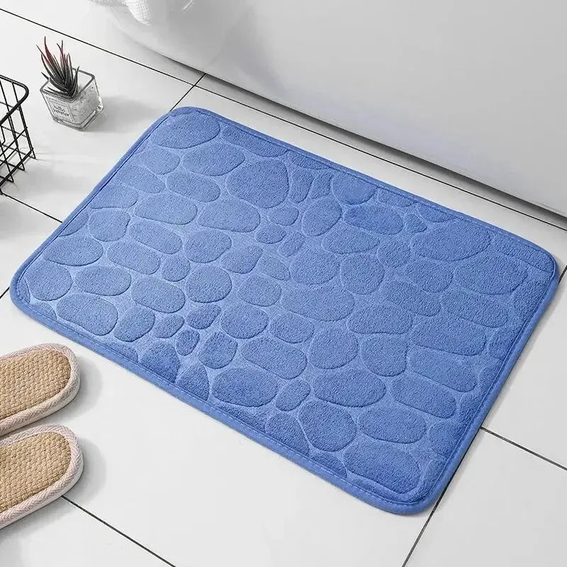 Memory Foam Pebble Embossed Bath Mat — Anti-Slip, Soft & Easy to Clean