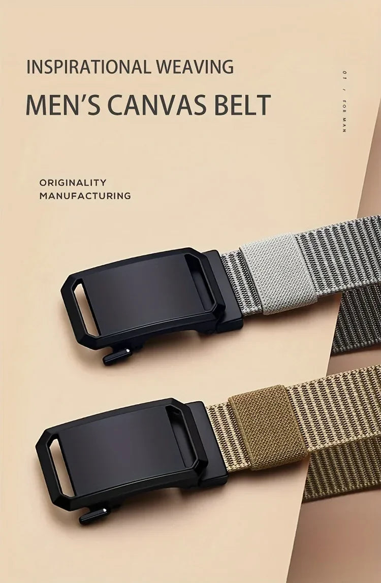 Automatic Buckle Canvas Tactical Belt for Men