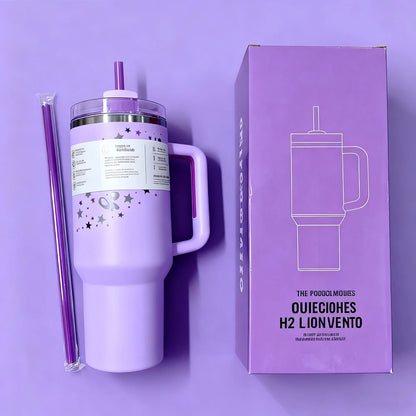 40oz Stainless Steel Insulated Travel Mug with Handle & Straw Lid