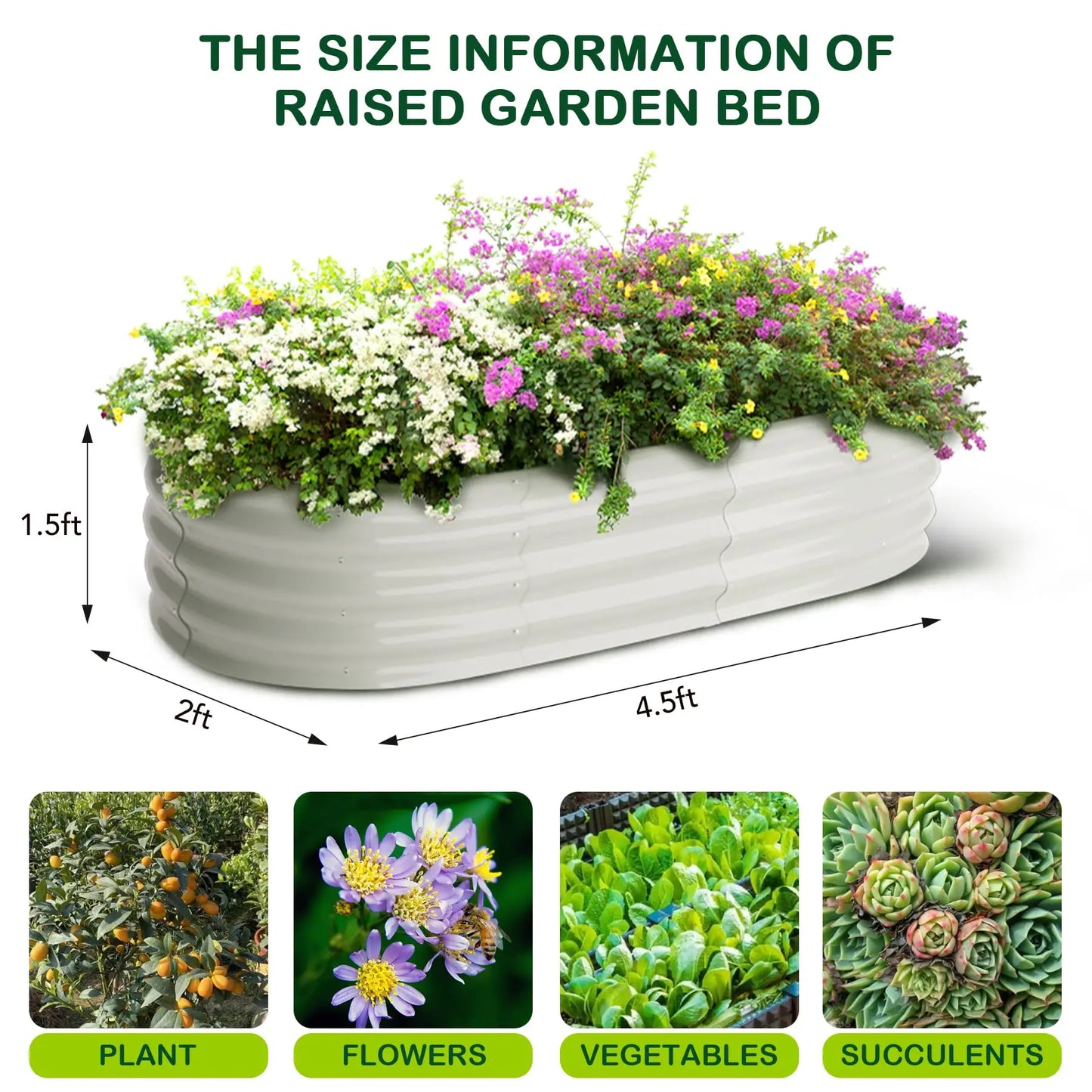 2-Pack Oval Galvanized Steel Raised Garden Bed – Anti-Rust Metal Planter Box for Vegetables, Herbs & Flowers - Flexivo