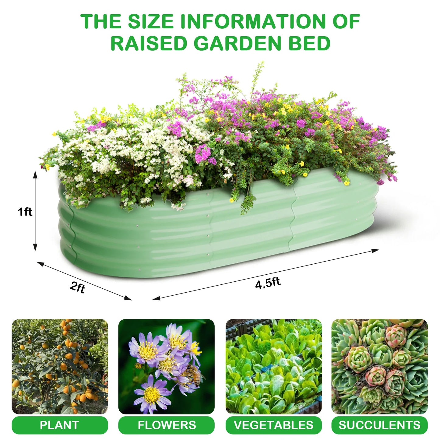 2-Pack Oval Galvanized Steel Raised Garden Bed – Anti-Rust Metal Planter Box for Vegetables, Herbs & Flowers - Flexivo