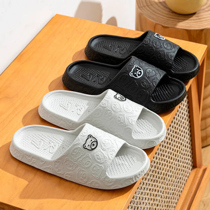 Little Bear Print Indoor Slides, Non-Slip Casual Slippers