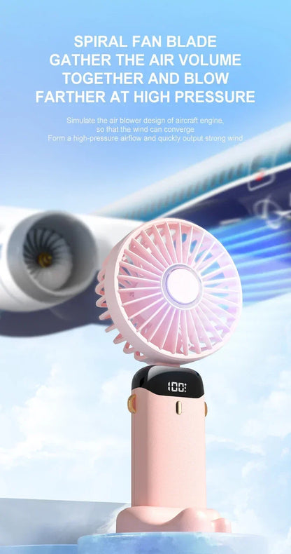 5-Speed Rechargeable Folding Handheld Fan