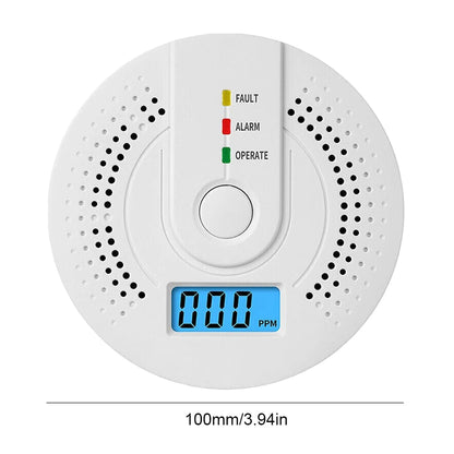 Digital Carbon Monoxide Detector with LED Display & Sound Alarm - Battery Powered CO Monitor