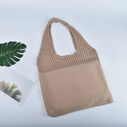 Crochet Tote Bag - Handwoven Hollow Knit Handbag for Women