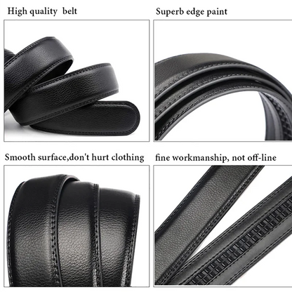 Men's Black PU Belt with Automatic Buckle