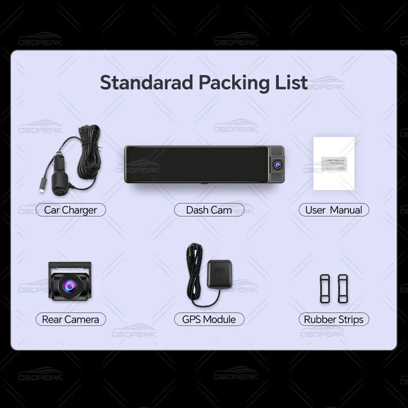 4K WiFi 3-Channel Dash Cam - 11.26" Rearview Mirror with Front, Rear & Interior Cameras