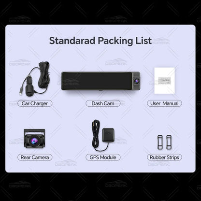 4K WiFi 3-Channel Dash Cam - 11.26" Rearview Mirror with Front, Rear & Interior Cameras