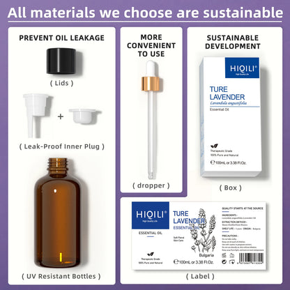 100ml Pure Lavender Essential Oil - Aromatherapy Grade for Diffuser, Humidifier, Massage & Candle Making