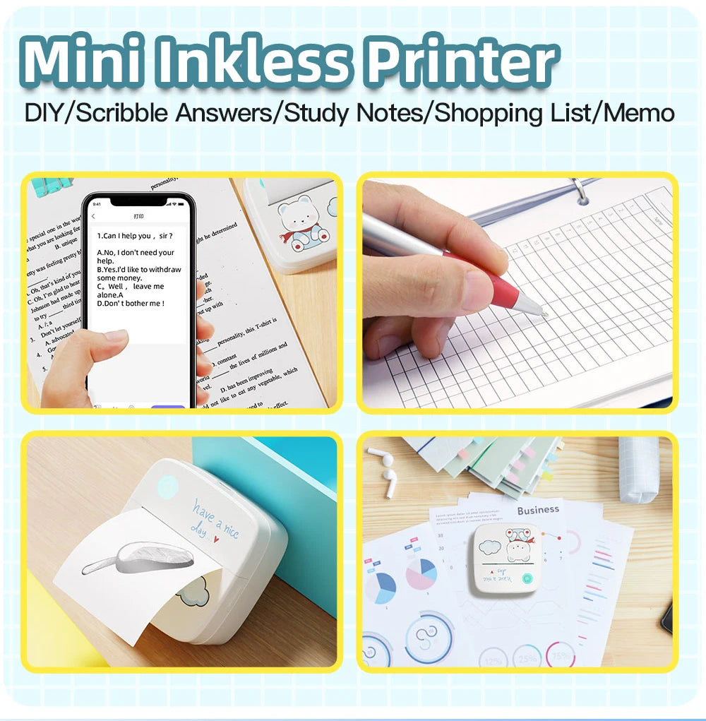 Mini Bluetooth Label Printer – 57mm Thermal, 1200mAh, No Ink Needed