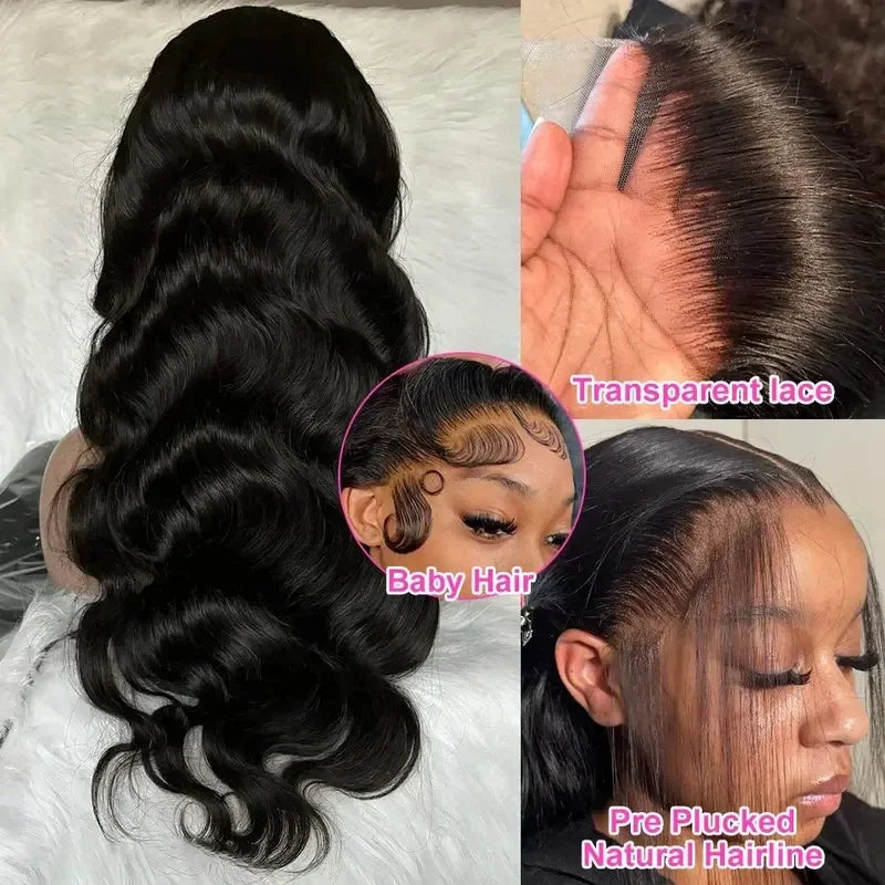 Brazilian Body Wave Human Hair Wig – HD Lace Front, 180% & 200% Density, 16–38 Inch