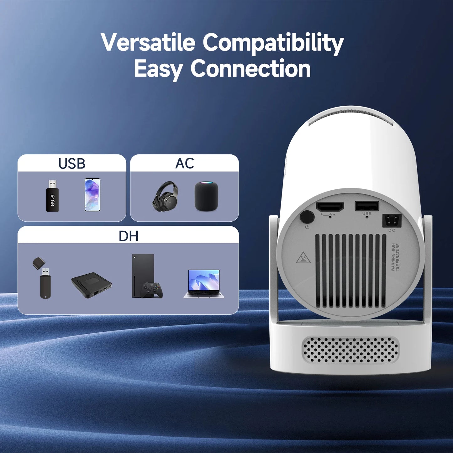 Magcubic HY300 Pro+ Mini Projector — Android 14, WiFi 6, 8000 Lumens