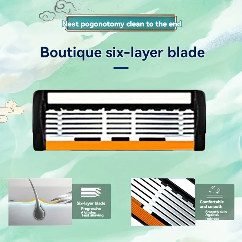 6-Layer Safety Razor Set with Stainless Steel Blades
