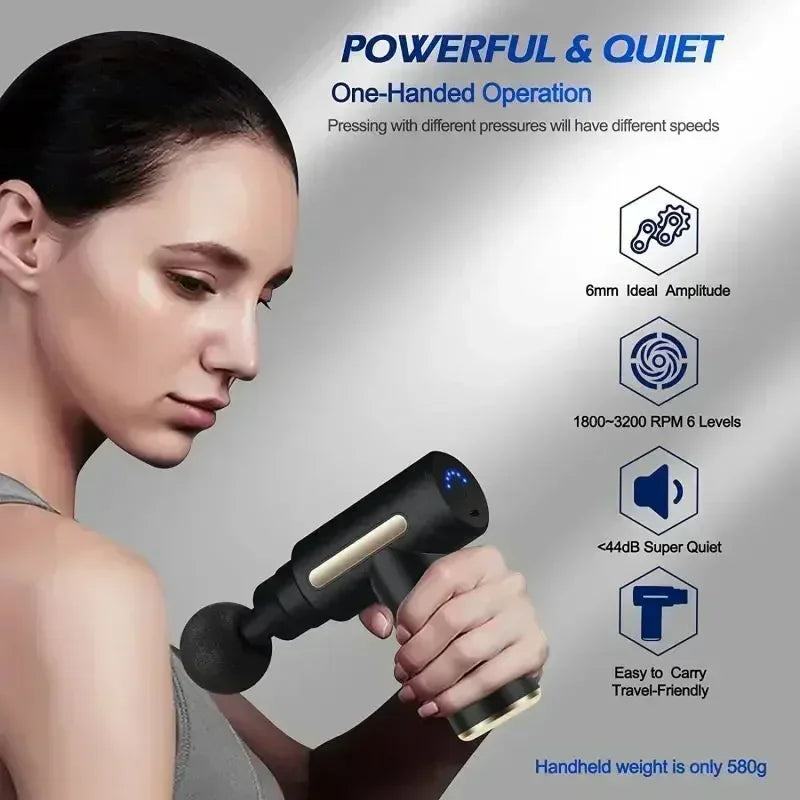 Mini USB Massage Gun - Portable Percussive Massager for Neck, Shoulders & Back