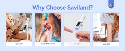 SAVILAND Rechargeable UV LED Nail Lamp - Portable Mini Nail Dryer with Magnetic Stand & LCD Timer