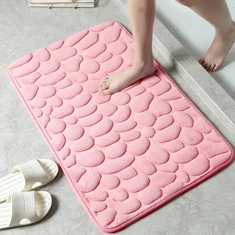 Memory Foam Pebble Embossed Bath Mat — Anti-Slip, Soft & Easy to Clean