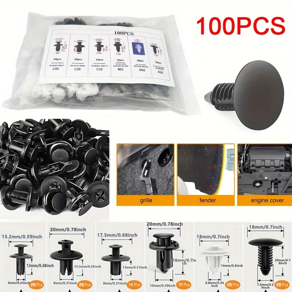 Car Trim Retainer Clips, 50 or 100 Pieces