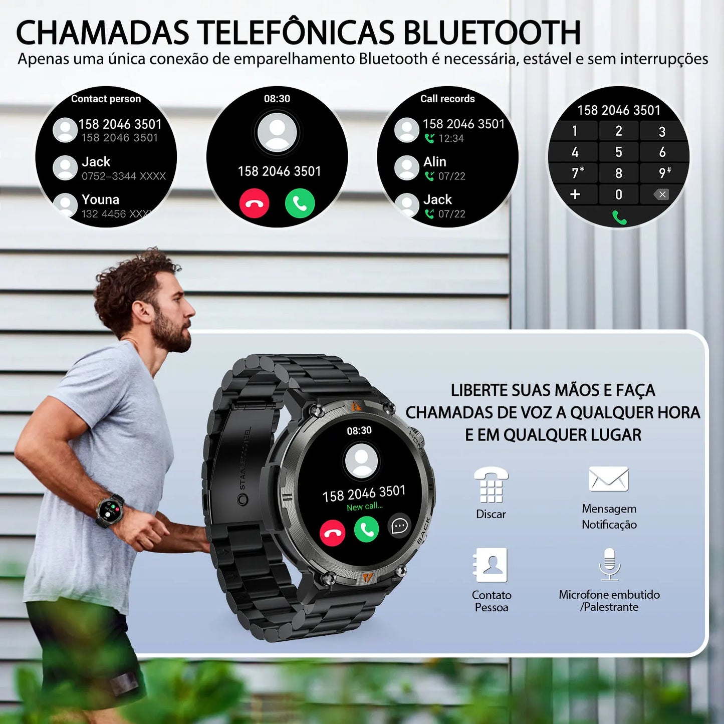 EIGIIS KE3 Bluetooth Call Smartwatch - Full Touch Screen with Heart Rate Monitor & Flashlight