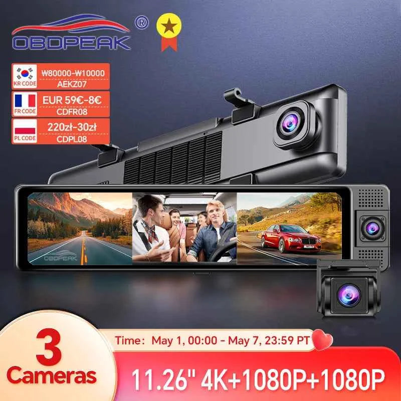 H330 3-Channel 4K Dash Cam with WiFi, GPS, and Night Vision - Flexivo