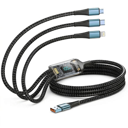 3-in-1 Braided USB Charging Cable - 47.2 in