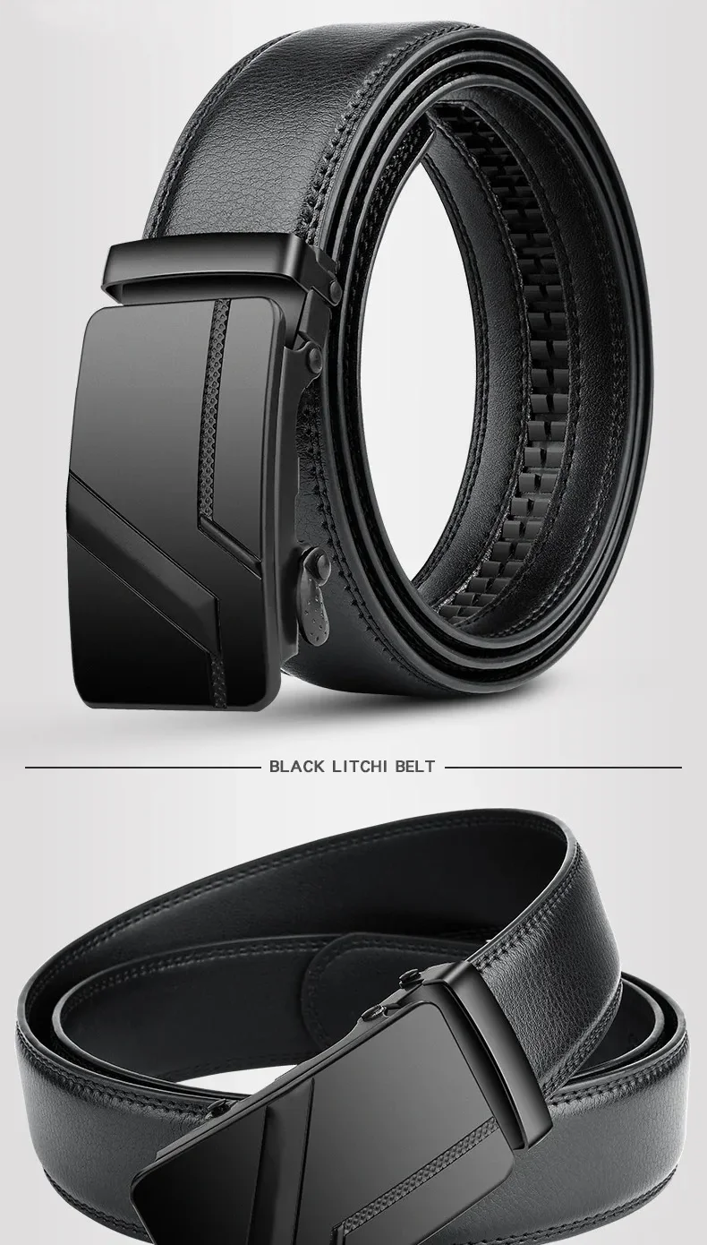 Men's Black PU Belt with Automatic Buckle