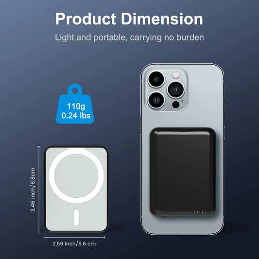 5000mAh Magnetic Wireless Power Bank - 20W Fast Charging Portable Charger for iPhone 16/15/14/13/12