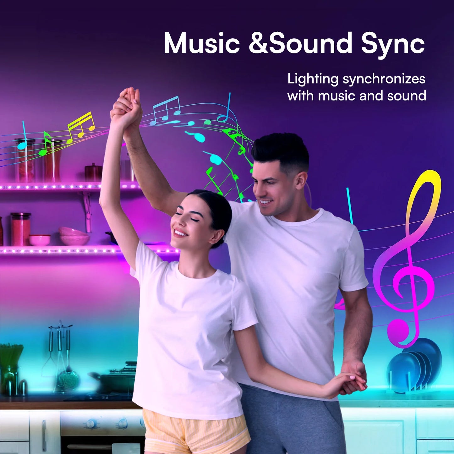 Smart LED Light Strip - Color Changing RGB with Music Sync & App Control (25/50/100/130ft)