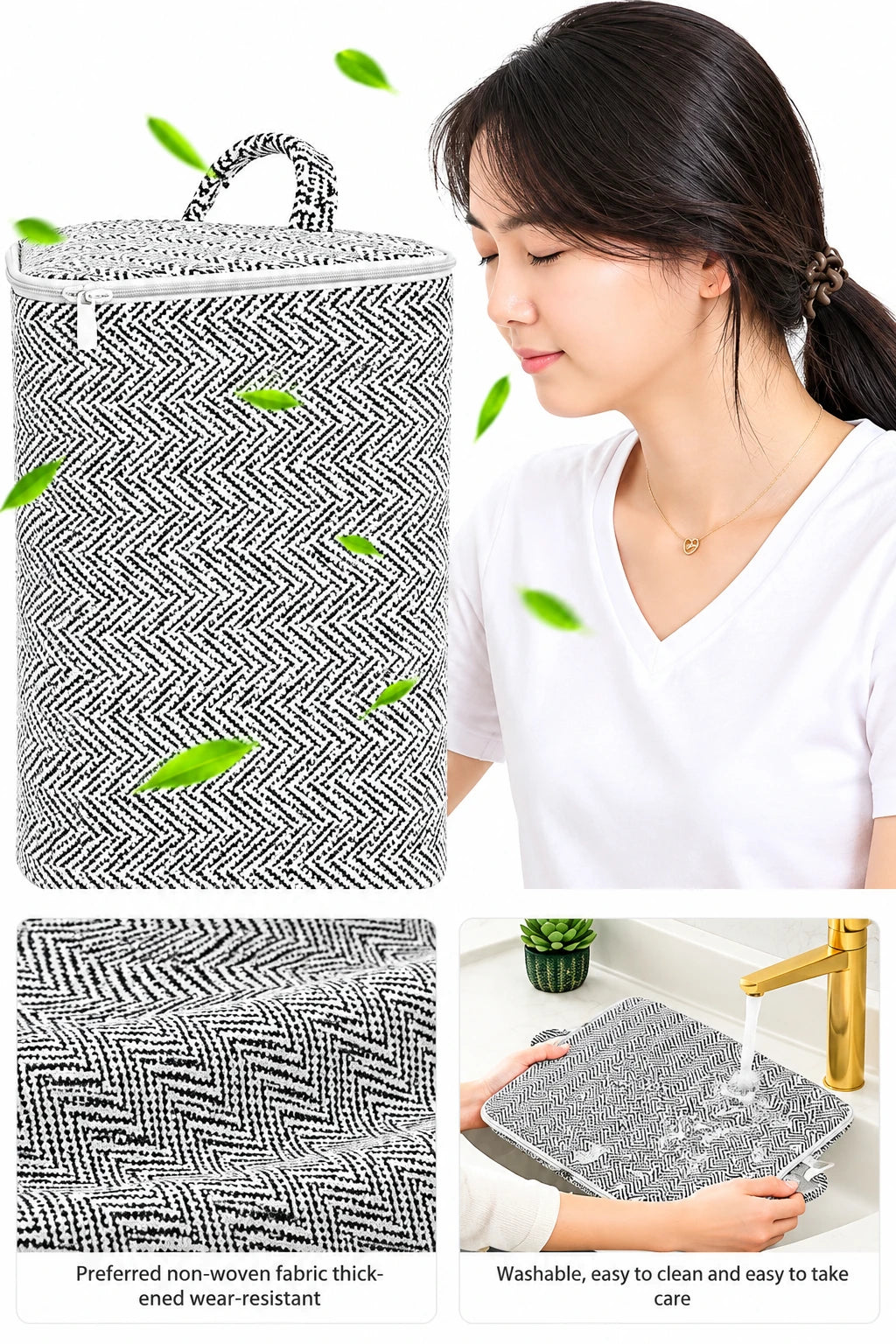 Zippered Non-Woven Storage Bag, 30L to 220L