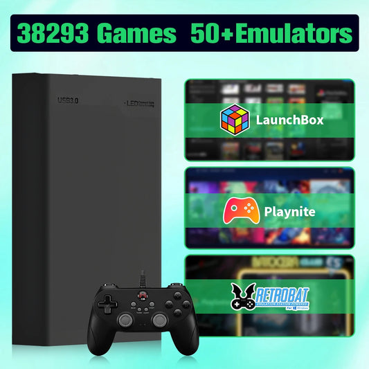 Retro Gaming External Hard Drive — 500GB, 38,000+ Games, 50+ Emulators (PS3/PS2/Switch/Xbox/Wii) - Flexivo