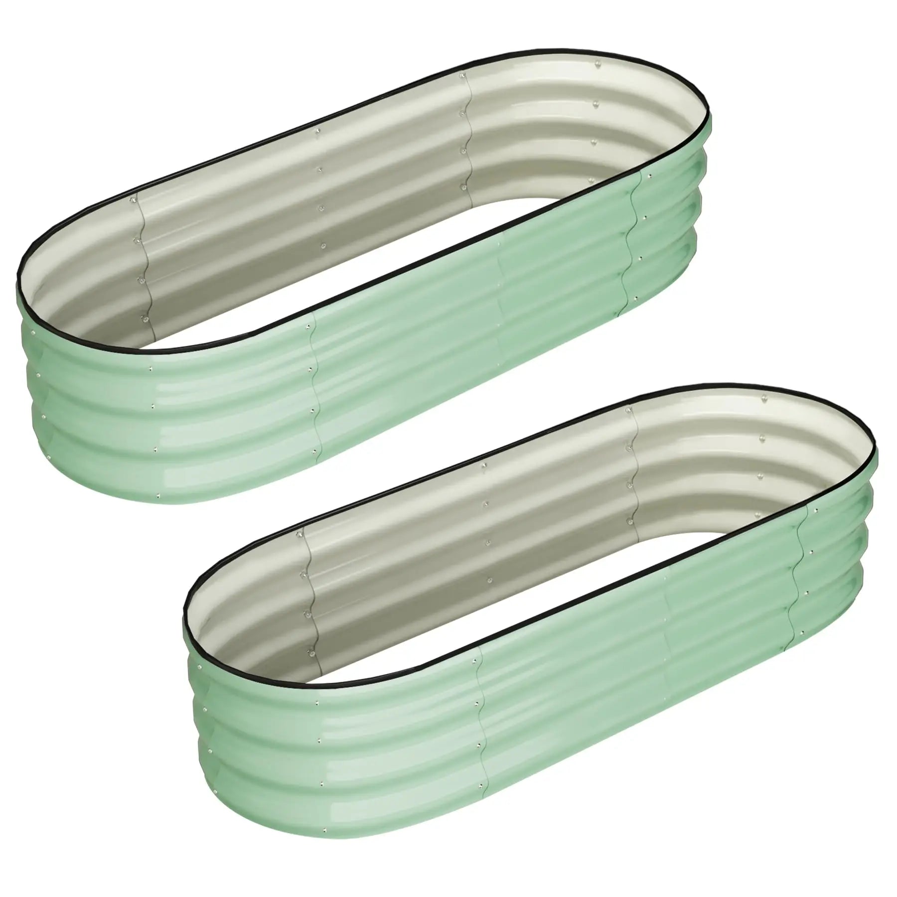 2-Pack Oval Galvanized Steel Raised Garden Bed – Anti-Rust Metal Planter Box for Vegetables, Herbs & Flowers - Flexivo
