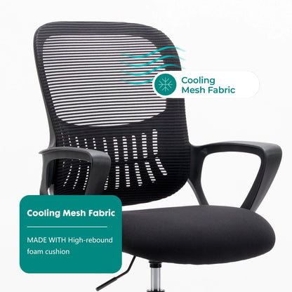 Ergonomic Mesh Office Chair, No Headrest, Adjustable Height & Armrests