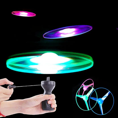 LED Pull-String Flying Disc Toy | Glow UFO Spinner