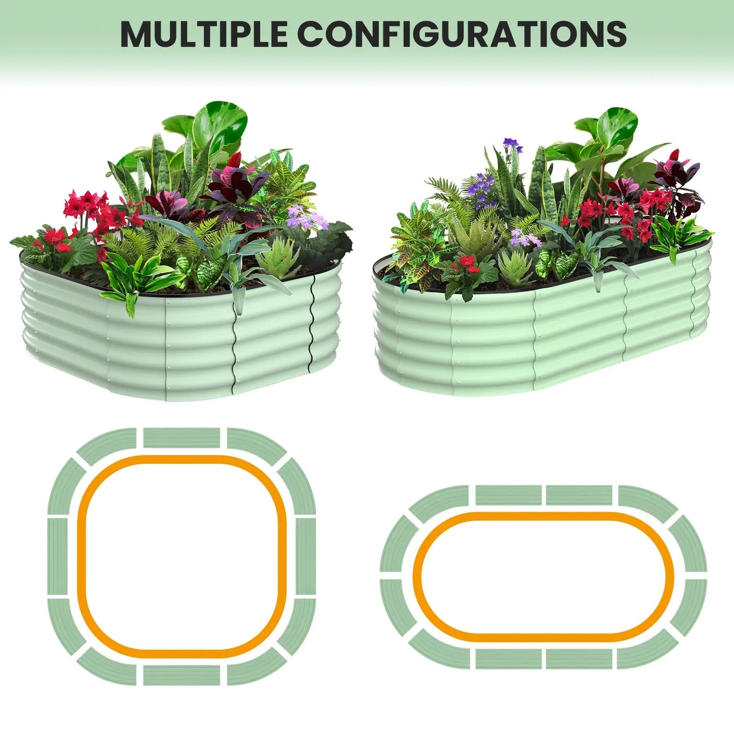 2-Pack Oval Galvanized Steel Raised Garden Bed – Anti-Rust Metal Planter Box for Vegetables, Herbs & Flowers - Flexivo