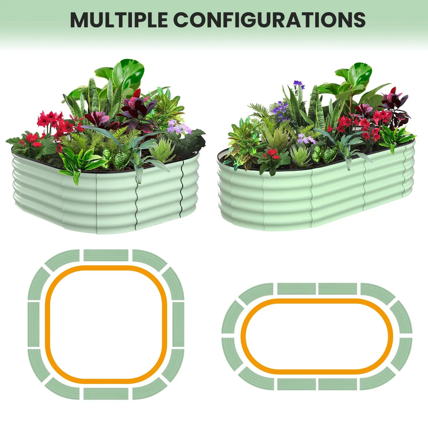 2-Pack Oval Galvanized Steel Raised Garden Bed – Anti-Rust Metal Planter Box for Vegetables, Herbs & Flowers - Flexivo