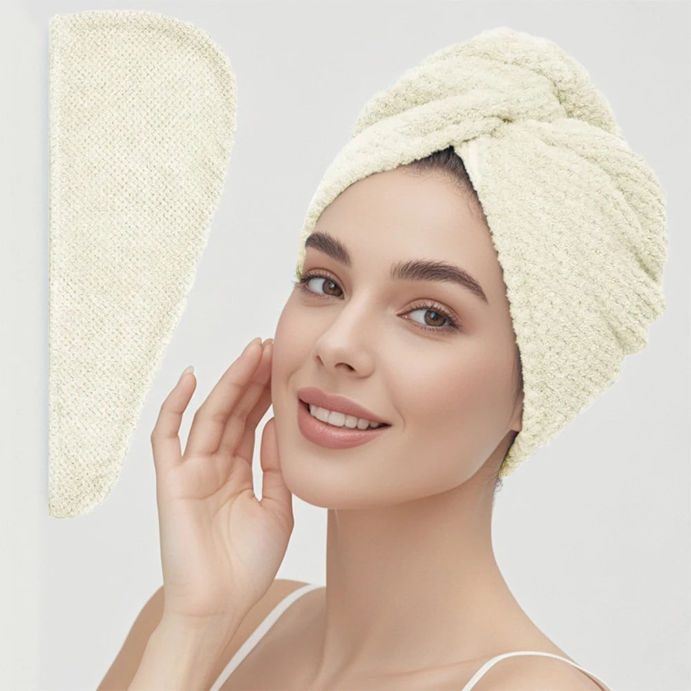 Textured Hair Towel Wrap with Button Fastening