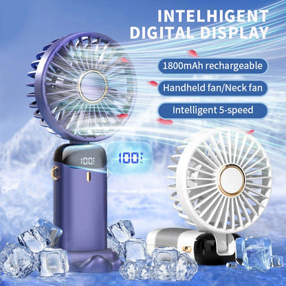 5-Speed Rechargeable Folding Handheld Fan