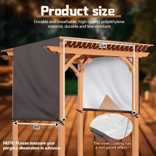 Pergola Replacement Canopy — Waterproof Oxford Shade Cover, 16x8 Ft