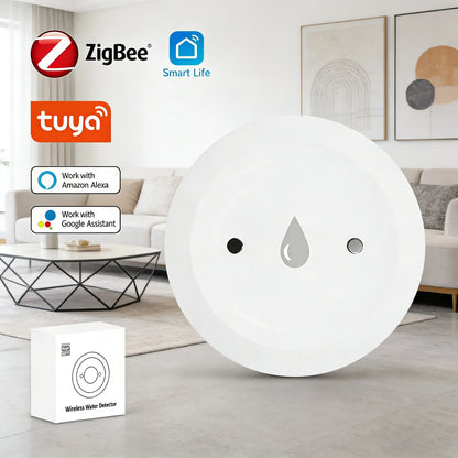 Smart Water Leak Sensor — Zigbee, App Alerts, 1–8 Pack