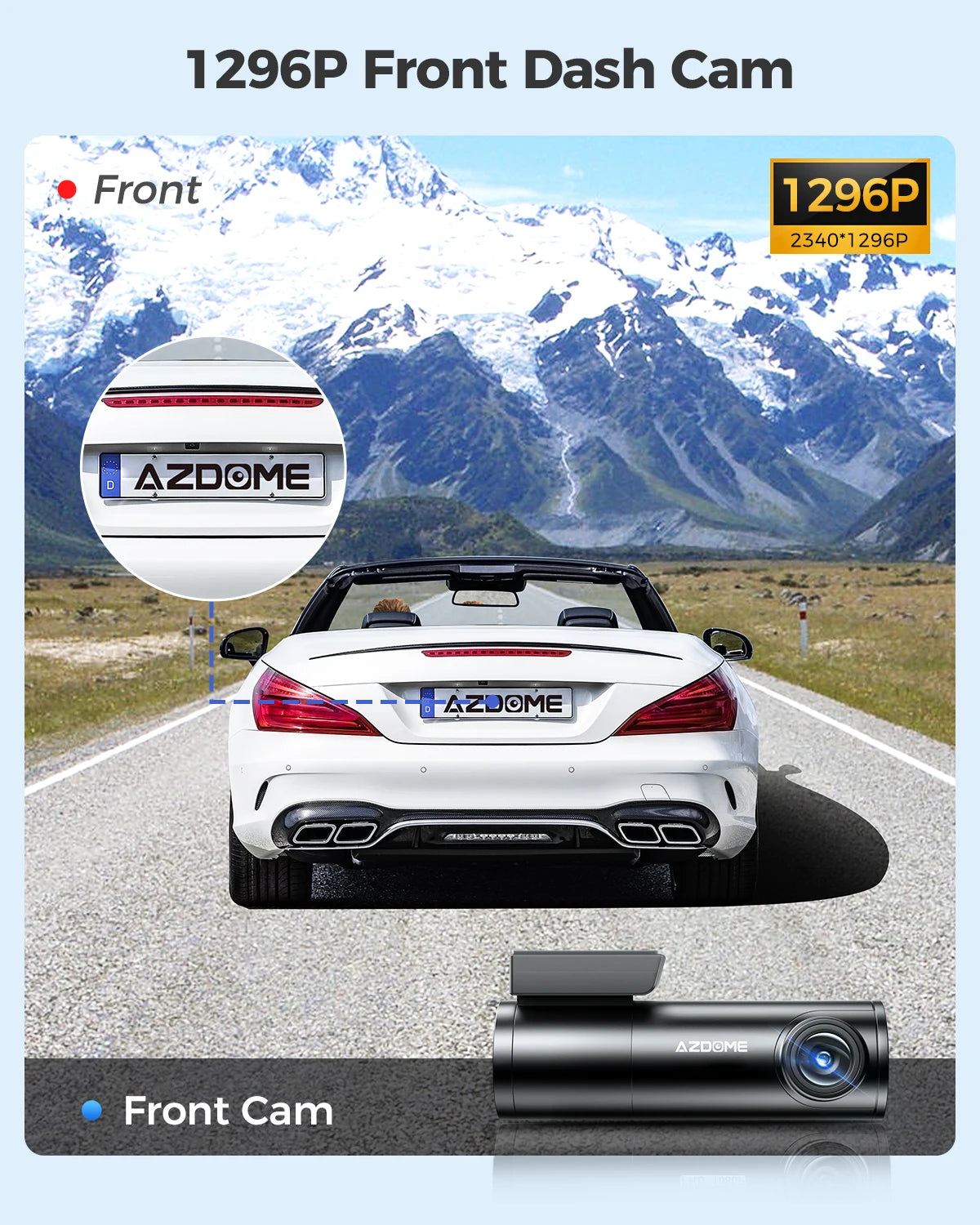 AZDOME M300 Dash Cam 1296P WiFi with Night Vision & Parking Monitor