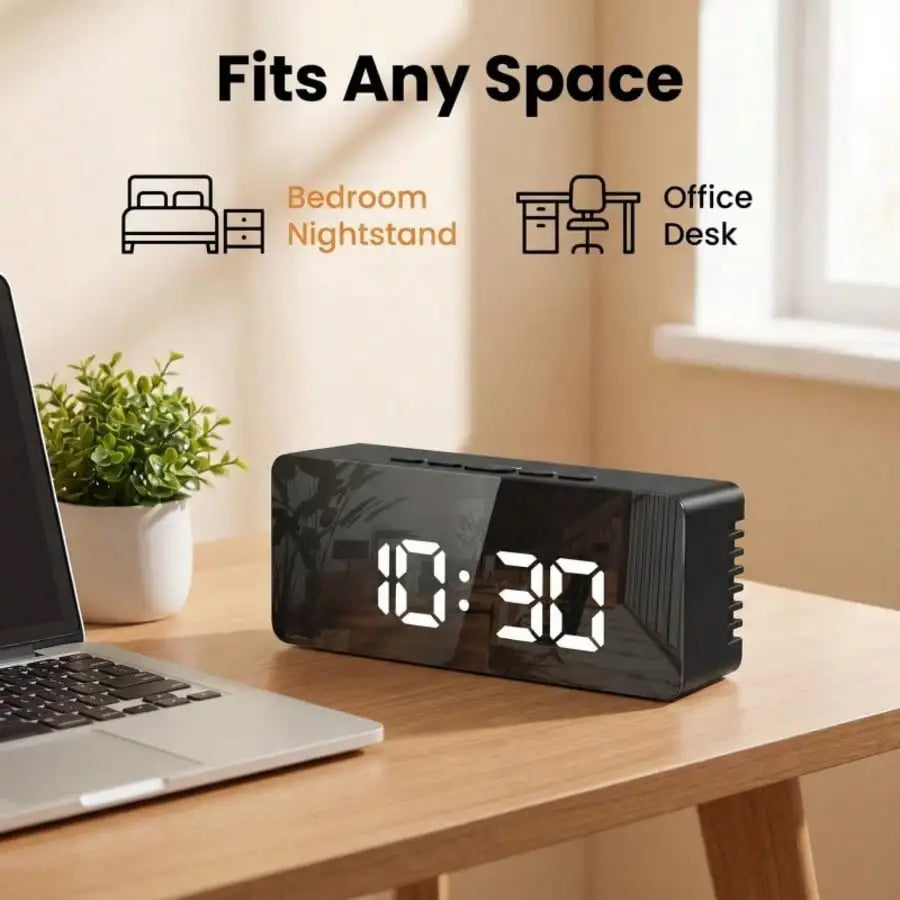 Digital Alarm Clock with Adjustable Brightness, Date & Temperature