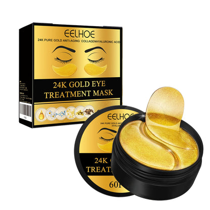24K Gold Eye Masks - 60 Patches for Dark Circles, Puffiness & Anti-Aging