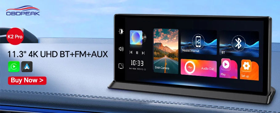 4K WiFi 3-Channel Dash Cam - 11.26" Rearview Mirror with Front, Rear & Interior Cameras