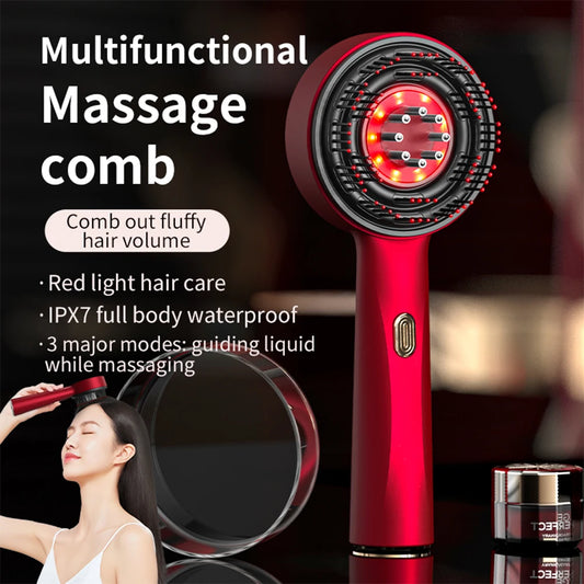 Electric Scalp Massager with Red Light Therapy, Vibration & Hair Growth Serum Applicator - Flexivo