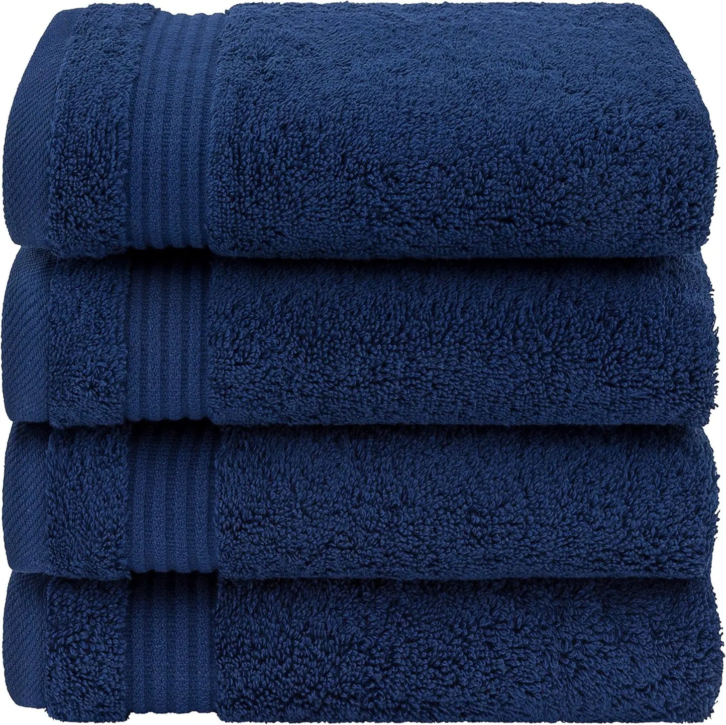 Turkish 100% Cotton Hand Towels – Set of 4, Navy Blue