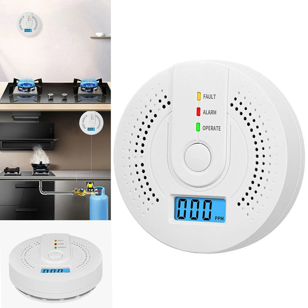 Digital Carbon Monoxide Detector with LED Display & Sound Alarm - Battery Powered CO Monitor